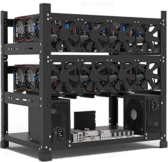 Mining Rig Frame for 12GPU, Steel Open Air Miner Mining Frame Rig Case, Support to Dual Power Supply for Crypto Coin Currency Bitcoin ETH ETC ZEC Mining Tools - Frame Only, Fans & GPU is not Included