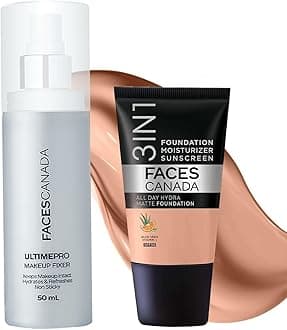 Waterproof Fix & Finish Kit | Makeup Fixer (50ml) + Warm Natural All Day Hydra Matte Mini Foundation (18ml) | Makeup Kit For Women (Combo Pack of 2)