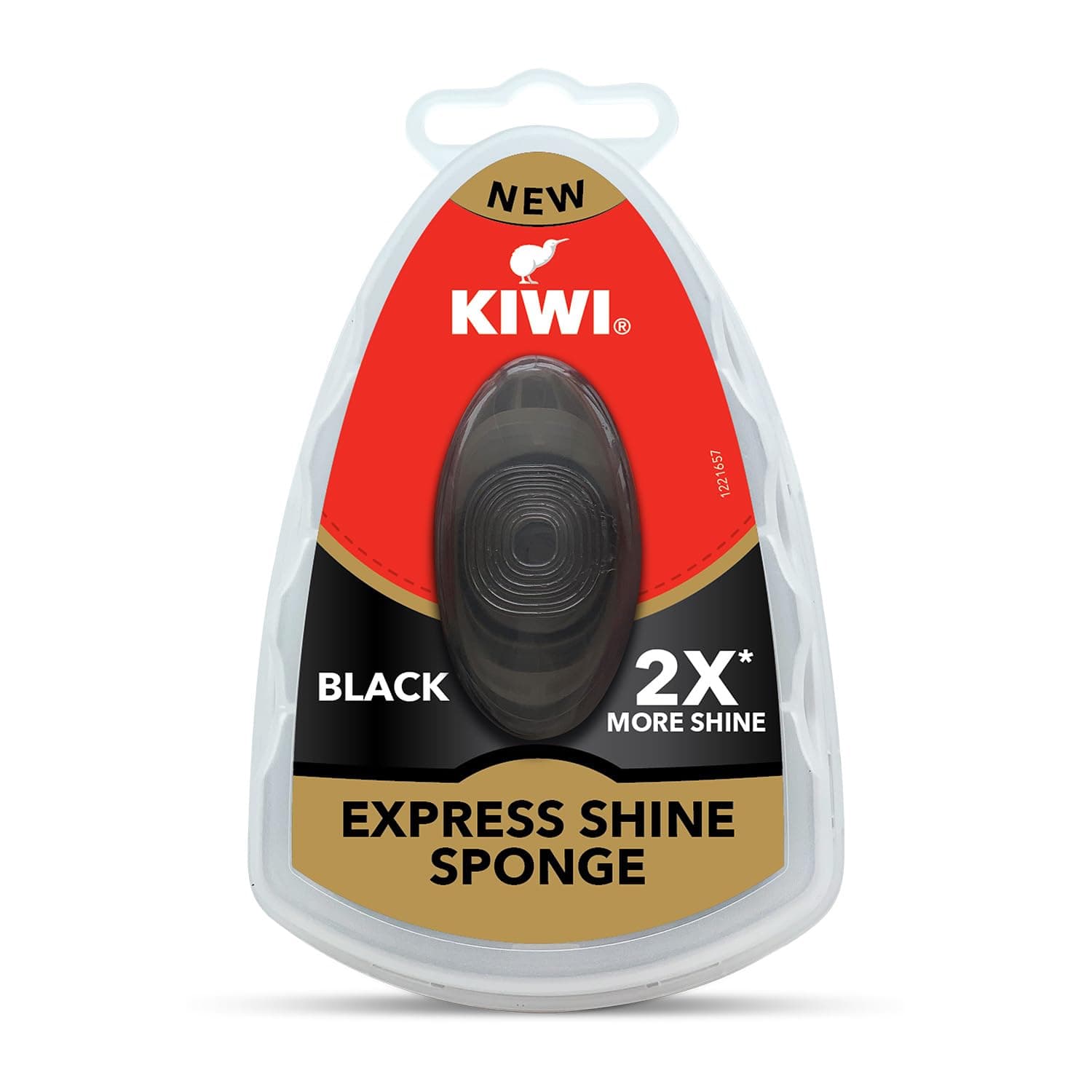 KIWI Black Rectangular Shoe Shine Sponge - Express Shine, 51.0mm (H) x 76.0mm (L) x 51.0mm (W), Quick and Easy Application, 1 Count