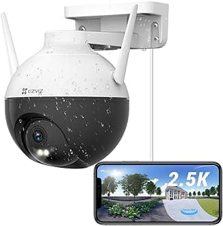EZVIZ Security Camera Outdoor, 4MP WiFi Camera Pan/Tilt, 360° Visual Coverage, IP65 Waterproof, Color Night Vision, AI-Powered Person Detection, Two-Way Talk, Support MicroSD Card up to 256GB | C8W
