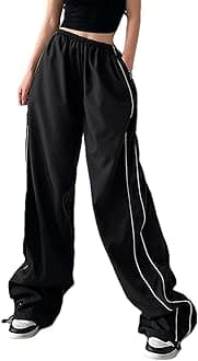 Womens Parachute Pants Y2k Baggy Wide Leg Track Pants Elastic Waist Jogger Sweatpants Hiking Pants Trousers ﻿