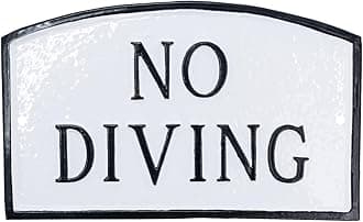 No Diving Small Arch Statement Plaque - White/Black