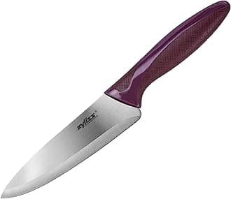 Utility Knife with Sheath Cover - Precision Knife for Cutting & Slicing - Paring Knife for Meat, Fruits & Vegetables - Culinary Kitchen Knife - 5.5" Carbon Stainless Steel Blade - Purple