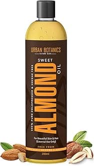 UrbanBotanics® Pure Cold Pressed Sweet Almond Oil for Hair and Skin, 200 ml (Odorless)