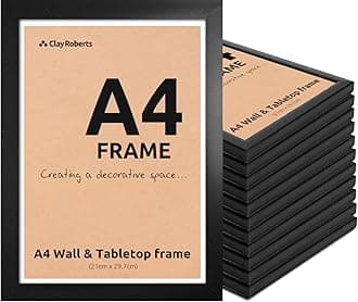 A4 Photo Frame, Black, Pack of 12, Picture Frame, Certificate, Art Print Poster, 21cm x 29.7cm, Black Frames, A4 Photo Collage Gallery Display