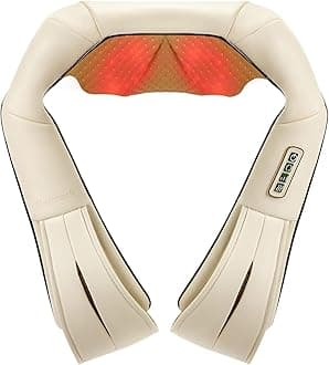 Nekteck Shiatsu Neck Massager with Heat for Pain Relief Deep Tissue, 2026 Upgraded 3D Back Shoulder Kneading Massage Pillow, Relaxation Gifts for Him Her Mom Dad Mother's Day, Beige (NOT Cordless)