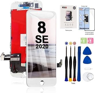 EFAITHFIX for iPhone 8/SE 2020 LCD Screen Replacement White 4.7 Inch Frame Assembly Display 3D Touch Screen Digitizer with Repair Tools Kit Tempered Glass Screen Protector for A1863, A1905, A1906