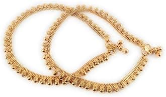 CUTE GOLD One Gram Gold Plated & Brass Stylish Anklets Kolusu Payal Ghungroo for Women & Girls (10.5 Inch)