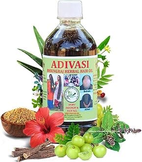 Aadiwasi Bhrungraj Herbal Hair Oil 750ml (Basically Made By Pure Aadiwasi Ayurvedic Herbs) 100% NATURAL (Pack of 3)