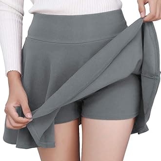 Women's Skirts Stretchy High Waist Pleated Casual Mini Skater Skirts with Shorts