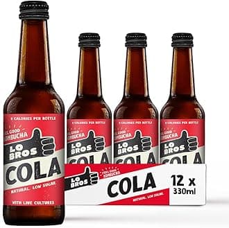 Kombucha - Cola - Sparkling Refreshing Drink with Natural Ingredients and Live Cultures, Supports Gut Health, Low Sugar, Vegan, Bottles- 12 x 330ml