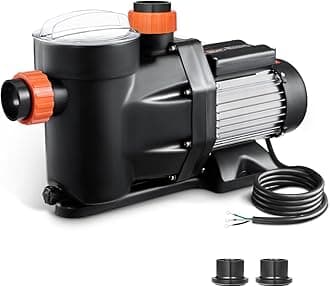 VEVOR Above Ground Pool Pump, 1.5HP, Self Priming Single Speed Swimming Pool Pump, 220V 3450 RPM 55 ft Max Head Lift with PP Shell Strainer Basket, 122°F Max Water Temp, for Hot Tubs Spas, No Plug