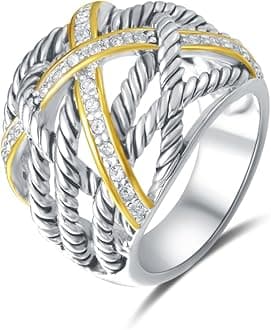 UNY Ring Twisted Cable Wire Weave Designer Fashion Brand David Womens Vintage Valentine Love Gifts Rings