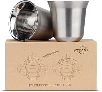 80ml Stainless Steel Espresso Cups Set - 2 Pack Double Wall 304 Stainless Steel Demitasse Cups 2.7oz