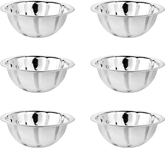 EMBASSY Stainless Steel Light-Weight Curve Mixing Bowls for Kitchen | Size - 1 | Capacity - 700 ml | Pack of 6 | Bowls for Baking, Mixing Atta, Storing and Serving | Ideal for Gifting