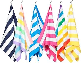 Dock & Bay Beach Towel - Quick Dry, Sand Free - Compact, Lightweight - 100% Recycled - Includes Bag -Cabana - Set J (6), Extra Large (200x90cm, 78x35)
