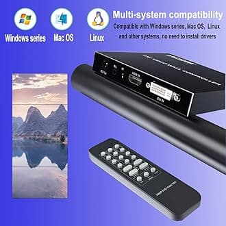 2x2 HDMI Video Wall Controller, HDMI & DVI Support 4K Input TV Wall Controller,1080P Output TV Wall Processor, IR Remote & RS232 Control,180 Degree Rotate 1x2,1x3,1x4,2x2,2x1,3x1x4x1 Video Wall