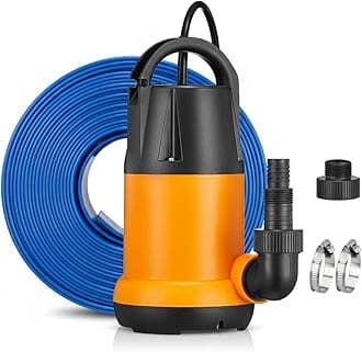Submersible Sump Pump, Water Pump With 25Ft. Water Hose, Portable Utility Pump, Water Transfer Pump with 25-Foot Cord, 4000 GPH, Ideal for Swimming Pool, Garden Pond, Basement