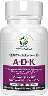 NatureGenX ADK Vitamin Supplement – Vitamins A, D3 & K2 MK-7 for Bone Health & Calcium Absorption – Gluten-Free, Non-GMO, Soy-Free – 60 Capsules (2-Month Supply)