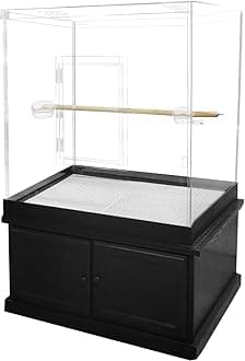 PENNZONI Large Bird Cage for Macaws - Large Parrot Cage, Crystal Clear Acrylic Bird Cage, Black Base