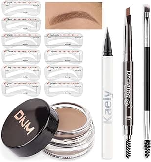 evpct Eyebrow Stencils Kit for Women Shaping, Eyebrow Shaper Makeup Kit, Eye Brow Stencil Shaper Tinting kits for Women, with Eyeliner, Eyebrows Pencil, Pomade, Brush and 10 Stencils, Kit-02# BLONDE