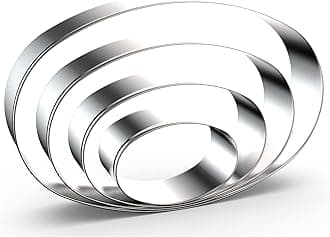 Oval Cookie Cutter Set Large - 5 Inch, 4 Inch, 3 Inch, 2 Inch - Geometric Frame Plaque Cookie Cutters Shapes Molds - Stainless Steel