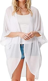 Moss Rose Women's Beach Kimono Coverup Sheer Chiffon Cover Ups, Casual Loose Open Front Cardigan Tops