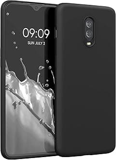 kwmobile Case Compatible with OnePlus 6T Case - Slim Protective TPU Silicone Phone Cover - Black
