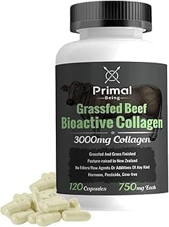 Primal Being Grassfed Beef Cartilage Collagen (Type I-V & XI)- Supports Hair, Skin, Nails, Joint Health, Immunity, Digestion, Post Exercise Recovery - 120 Capsules, 3000 mg per Serving