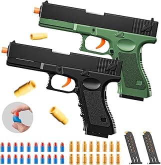 2Pack M1911 EVA Soft Foam Ejection Toy Blaster, Shooting with Foam Darts, Shooting Games, Backyard Fun and Outdoor Games, Education Toy Model for Boys Girls Halloween Christmas Ages 8+ (Black+Green-G)