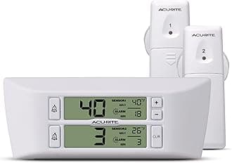 AcuRite Digital Wireless Fridge and Freezer Thermometer with Alarm and Max/Min Temperature for Home ,LCD Display, Restaurants (00986M), 0.6, White