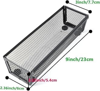 ihomecooker Mesh Tray Silverware Drawer Organizer, Utensil Cutlery Tray Office Supplies with Interlocking Arm Drawer Dividers Organizer for Flatware, Knives,Home,Office, School,Bedroom 9X3＂Black