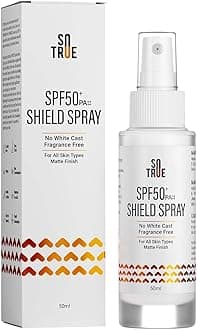 Sotrue SPF50+ Shield Spray Face & Body Fluid Sunscreen | Water Resistant With Zinc Oxide | No White Cast, No Added Fragrance | Fast Absorbing PA++++ Spray For All Skin Types, 50ml