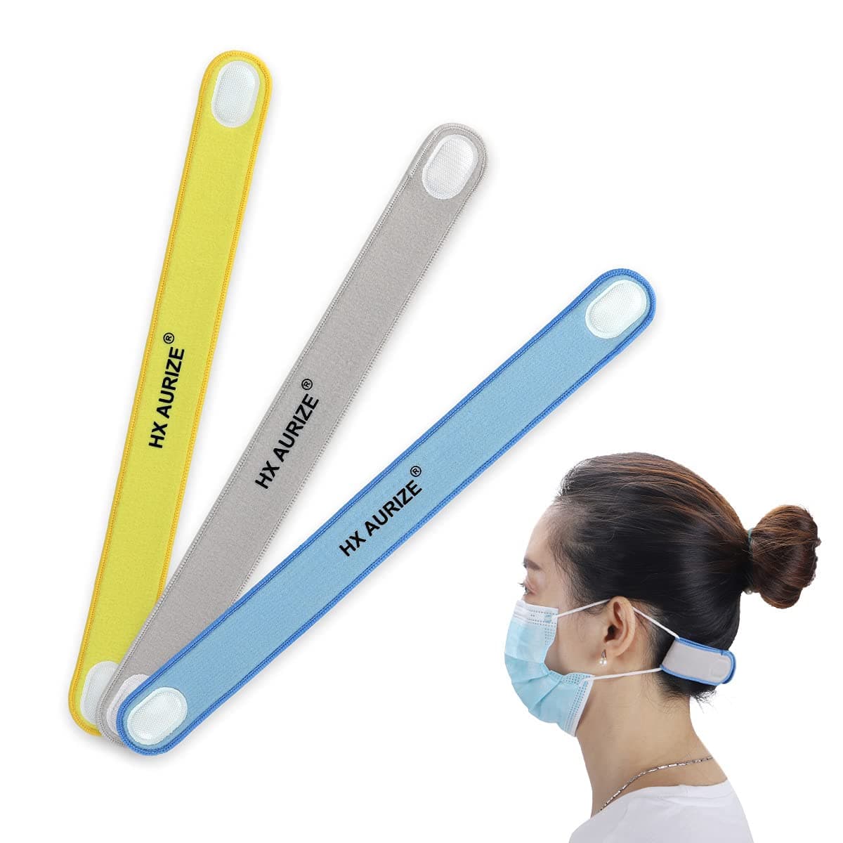 HX AURIZE Mask Strap Comfortable and Adjustable Mask Extender (Multicolor 3 Pcs)