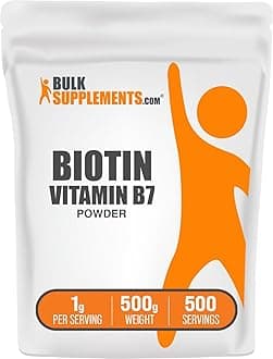 com Biotin 10000mcg Powder - Vitamin B7, Vitamins for Hair, Skin, and Nails - Gluten Free, 1g per Serving (10mg Biotin), 500g (1.1 lbs) (Pack of 1)