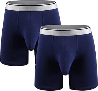 Ouruikia Men's Underwear Cotton Boxer Briefs Long Leg Boxer Brief Shorts No Ride Up Boxers with Separate Pouch