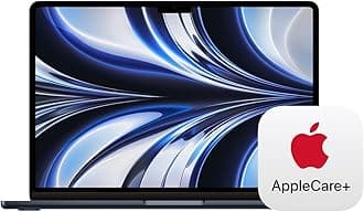 Apple2022 MacBook Air Laptop with M2 chip: Built for Apple Intelligence, 13.6-inch Liquid Retina Display, 16GB RAM, 256GB SSD Storage; Midnight with AppleCare+ (3 Years)