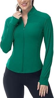 Gopune Women's Workout Athletic Jacket Lightweight Zip Up Yoga Slim Fit Tops with Pockets