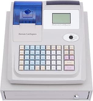 Electronic Cash Register for Small Businesses Retail Store Restaurant,Connected to The Price Scale, Money Box, Printer, Receipt Machine, Barcode Scanning Gun, Pos System with LCD Display