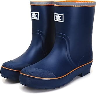 Rain Boots for Men, Waterproof Warm Rubber Boots Mens Garden Boots, Comfort Mid-Calf Lightweight Adjustable Raining Shoes, Elastic Chelsea Ankle Rain Boots Fishing Shoes for Yard Farm Outdoor Work