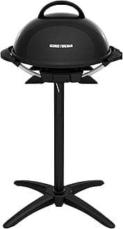 Indoor/Outdoor Electric Patio Grill, Apartment Approved, 15-Serving, Removable Stand, Black