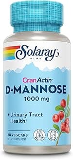 D-Mannose with CranActin Cranberry Supplement 400mg, Urinary Tract Health & Bladder Support Capsules with Vitamin C for Immune Function, Vegan, 60 Day Guarantee, 30 Servings, 60 VegCaps