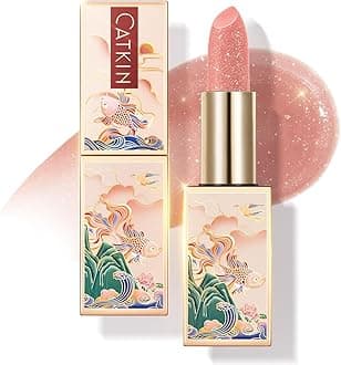 CATKIN Lip Balm Color Tinted Glitter Lipstick Ultra Hydrating Lip Moistrurizer Chapstick with Vitamin E Nourishing For Cracked & Dry Lips 0.12 oz C09 Aurora - Light Pink
