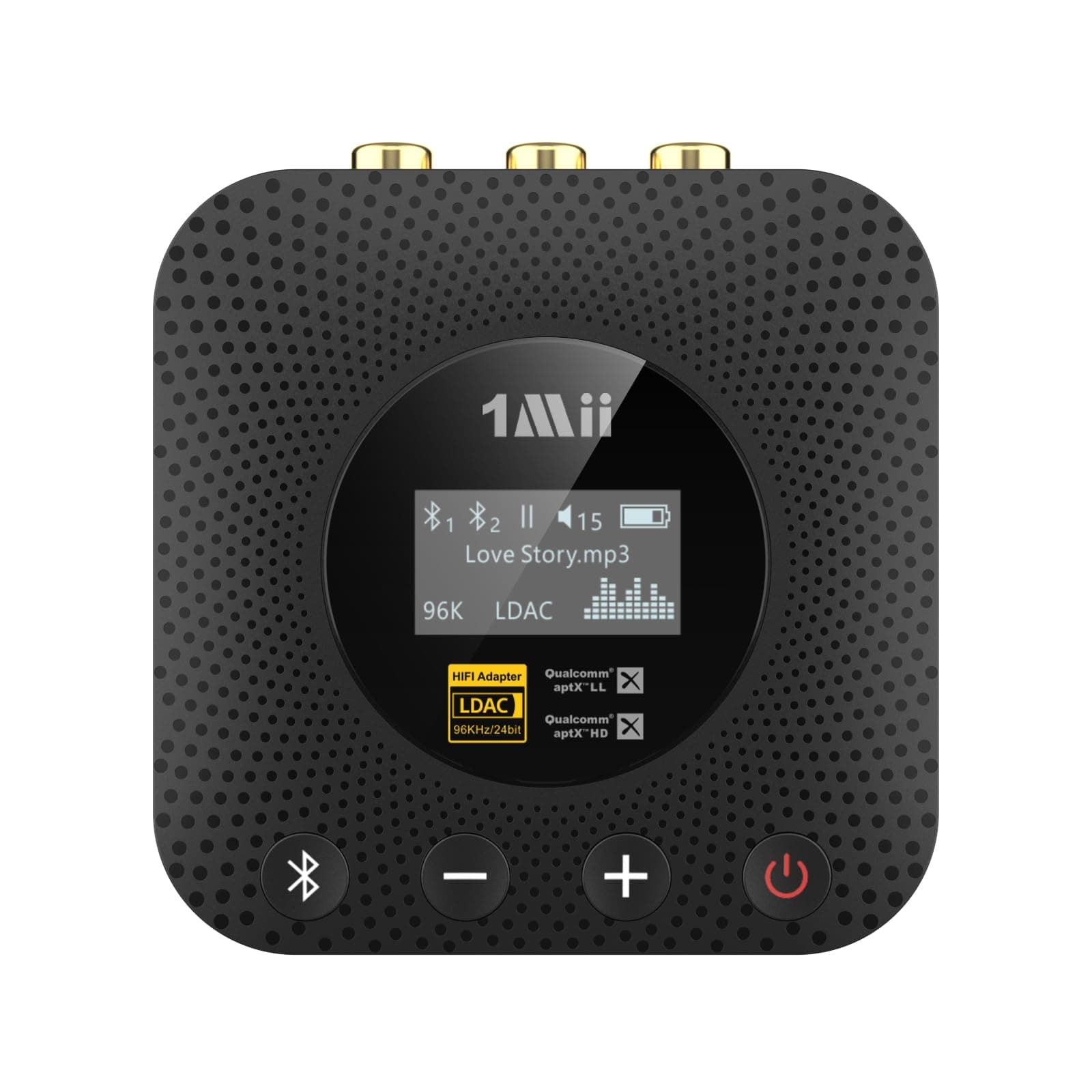 1Mii B06HD+ Bluetooth 5.3 High Resolution Music Receiver for Home Stereo with LDAC, HiFi Bluetooth Audio Adapter with Audiophile DAC, Volume Control, aptX HD, OLED Display