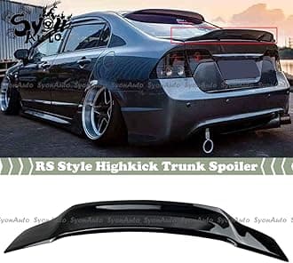 FITS 2006-2011 HONDA CIVIC SEDAN GLOSSY BLACK RS STYLE HIGHKICK TRUNK SPOILER WING