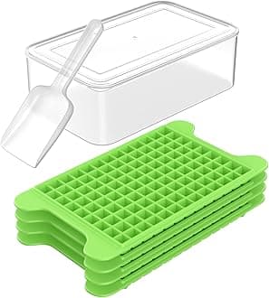 Mini Ice Cube Tray for Freezer: FDDBI Small Ice Trays for Freezer with Bin - 117×4PCS Easy Release Nugget Ice Tray - Crushed Ice Tray with Container