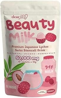 Dear Face Beauty Milk & Bean Premium Japanes Drink 10 Sachets x 18 Grams by Dubai SkinCare (Japanese Lychee)