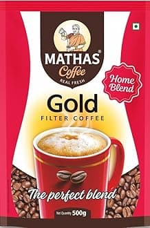 Mathas Gold Coffee Powder | Leading Indian Filter Coffee | 80% Coffee 20% Chicory (Gold, 500gm)