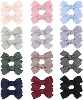 Baby Girl Hair Clips Set, 24 Pcs Hair Bows Barrettes Handmade Accessories Alligator Clip for Little Girls Babies Toddlers Child Kids Teens Gifts