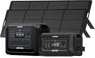 OUPES 3072Wh Mega 1 Power Station Bundle with B2 Extra Battery & 480W Panel Included, 2000W (4500W Peak) LiFePO4 Battery with UPS & APP Control, for 24/7 Off-Grid Power, Power Outage, Blackout, RVs